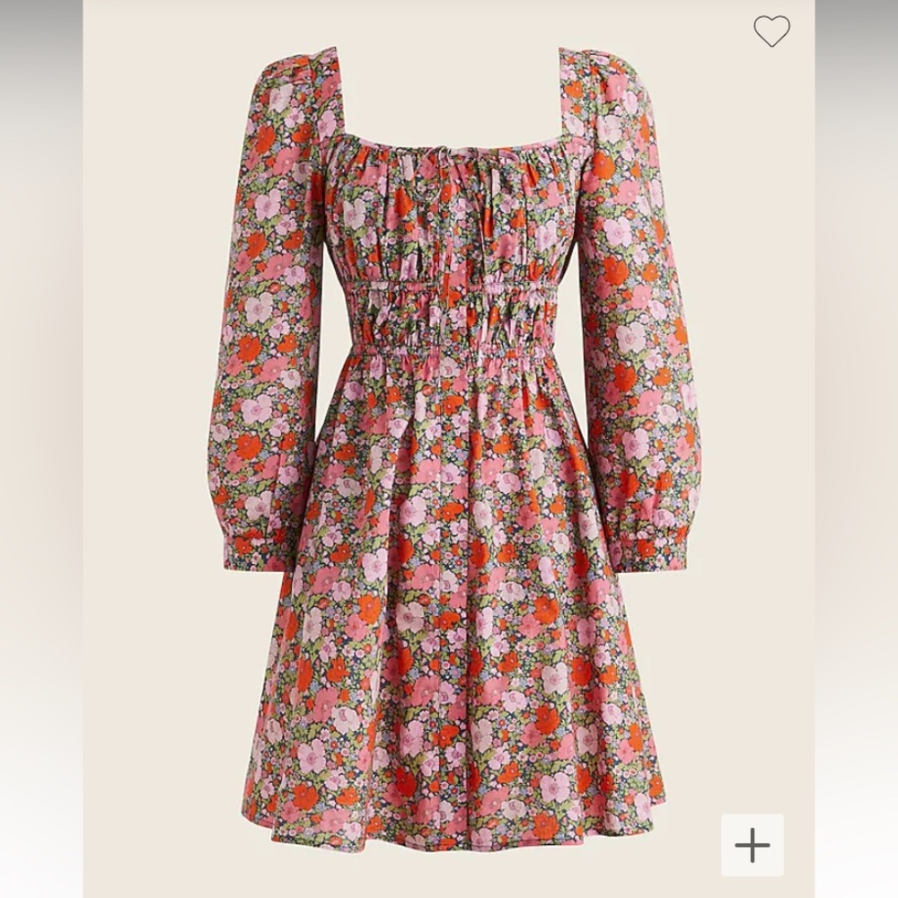 J.crew Cinched-waist organic cotton dress in Liberty Meadow Song fabric …